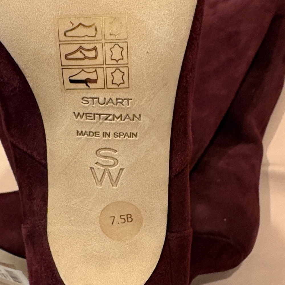 Stuart Weitzman Women's Dark Red Heeled Boots - Picture 7 of 7